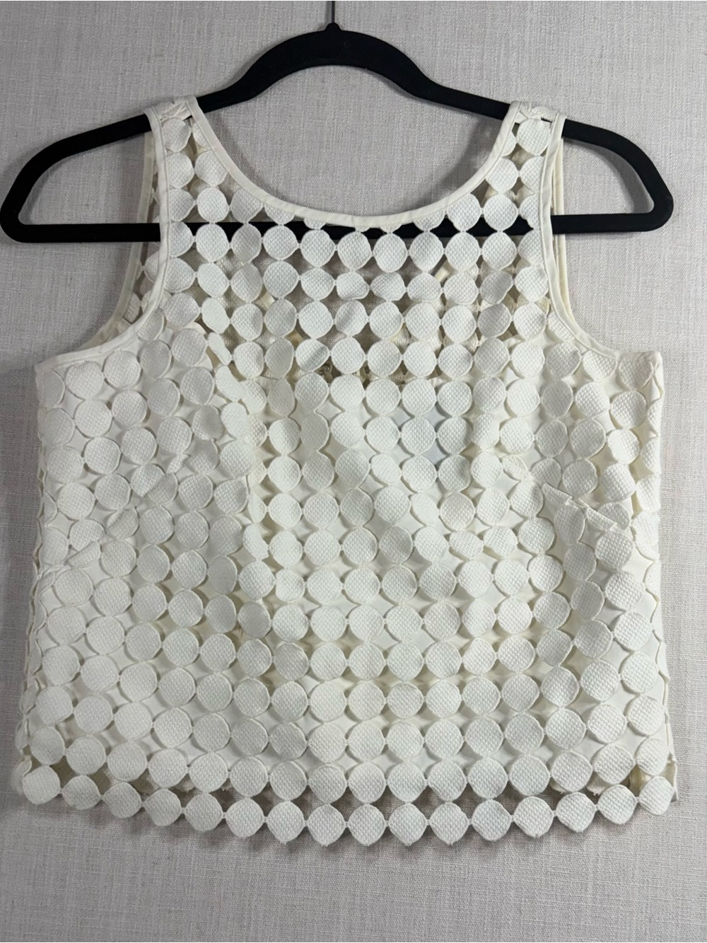 White House Black Market White Crochet Circle Tank